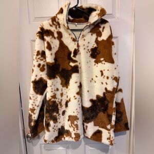 Cozy Brown and Cream Fleece Pullover - SEE NOTE